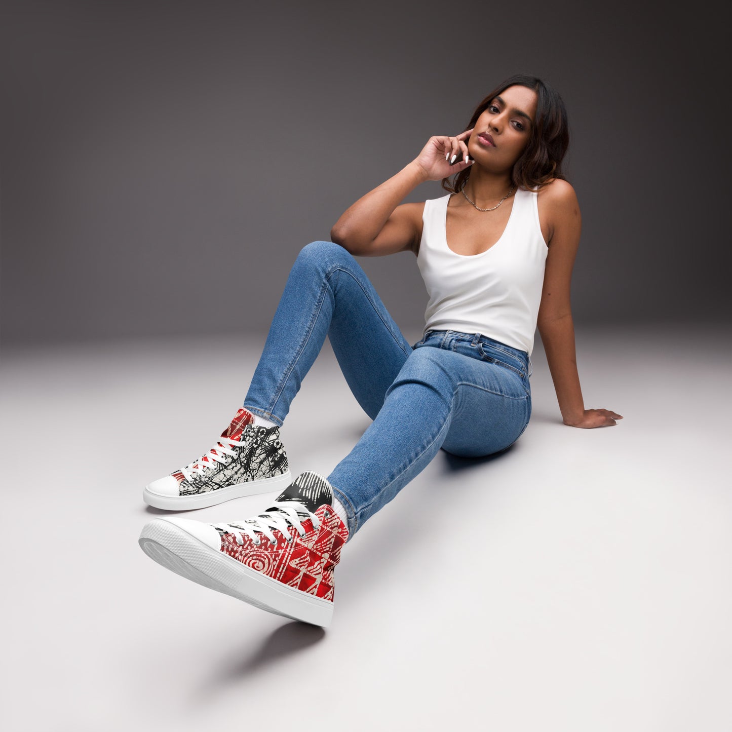 Adire Inspired Women’s high top canvas shoes
