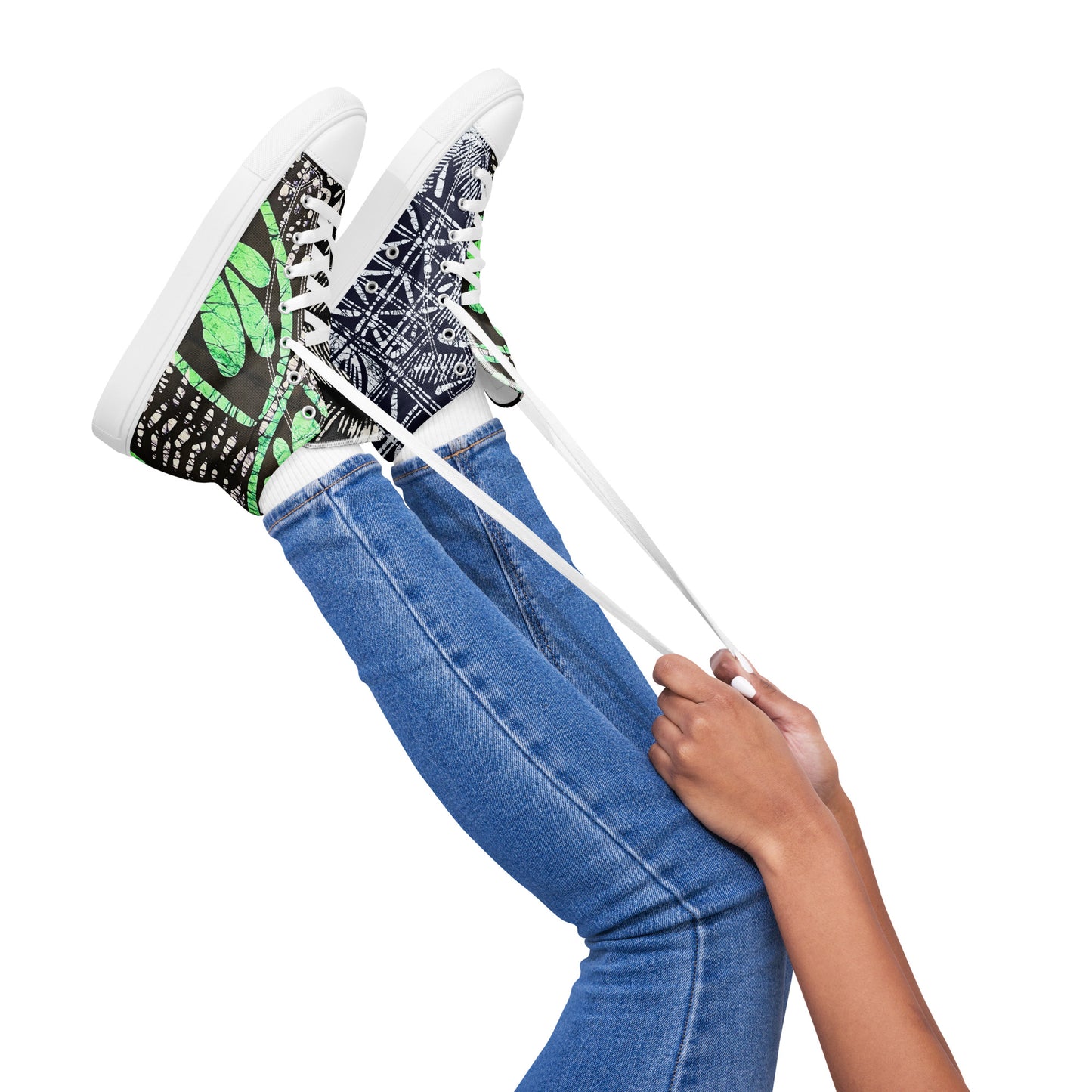 Adire Inspired Women’s high top canvas shoes
