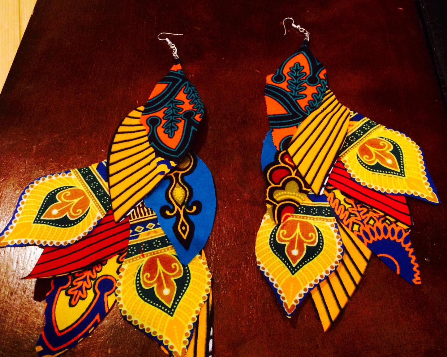 Ankara feather earring