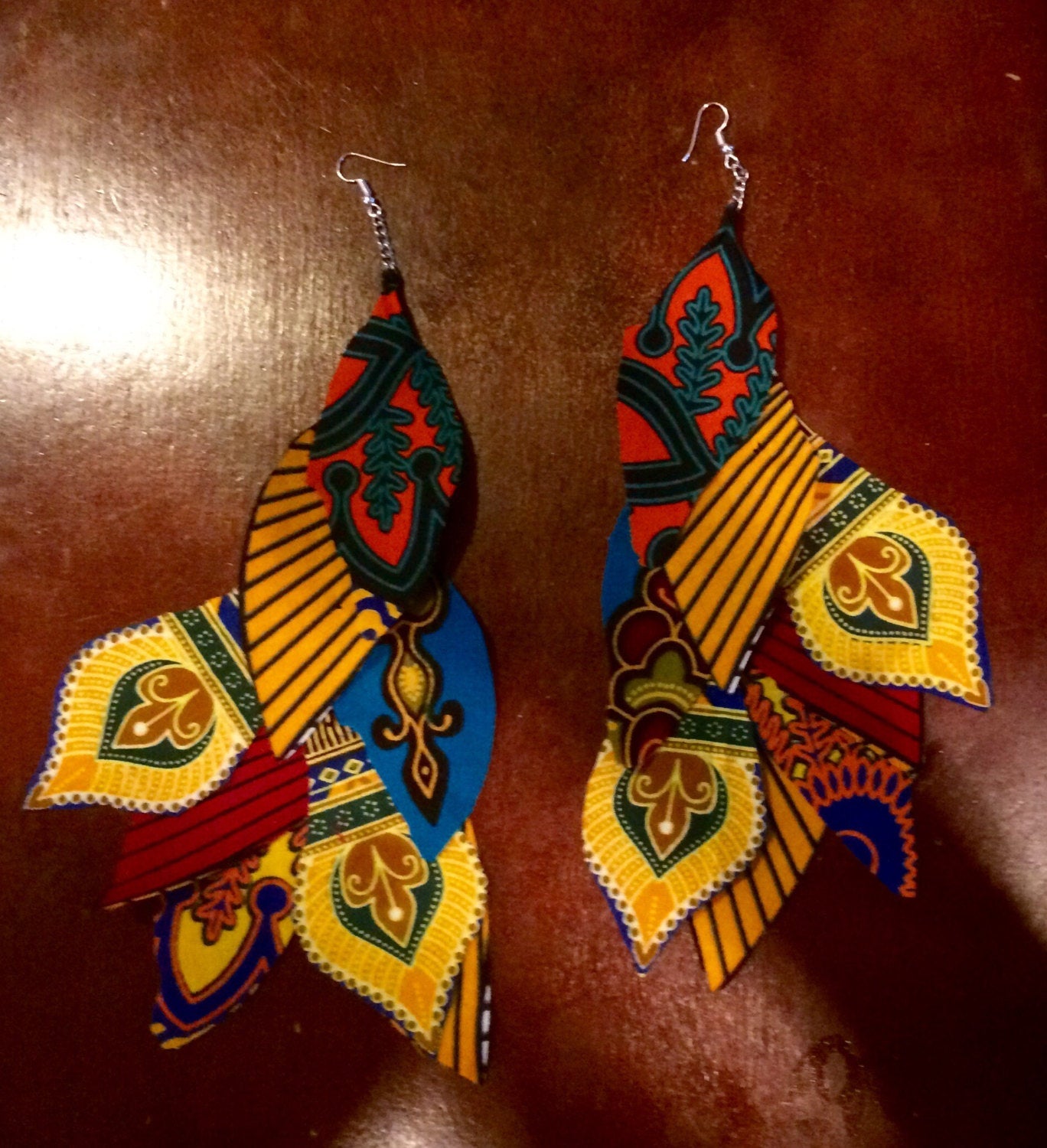 Ankara feather earring