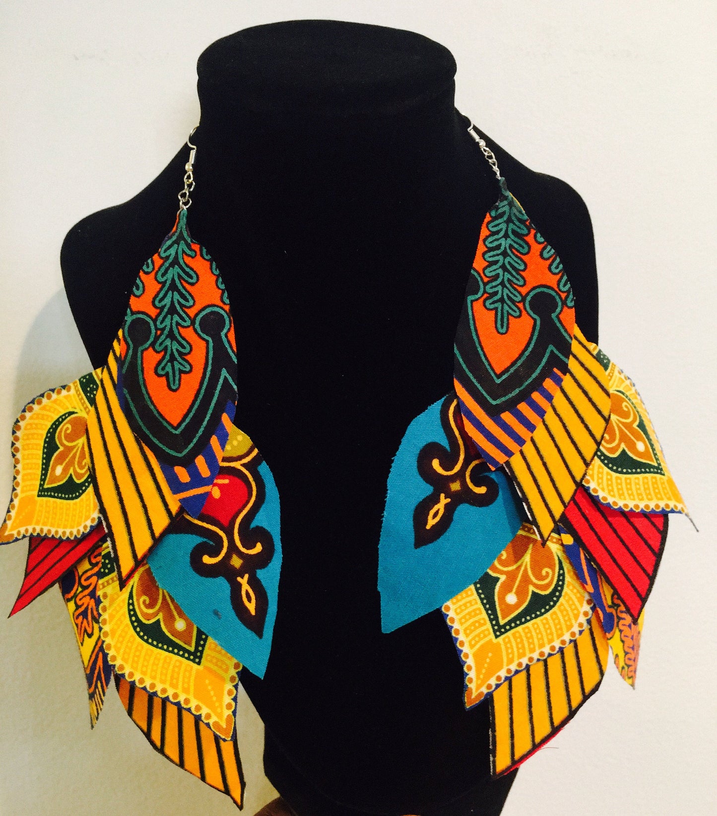 Ankara feather earring
