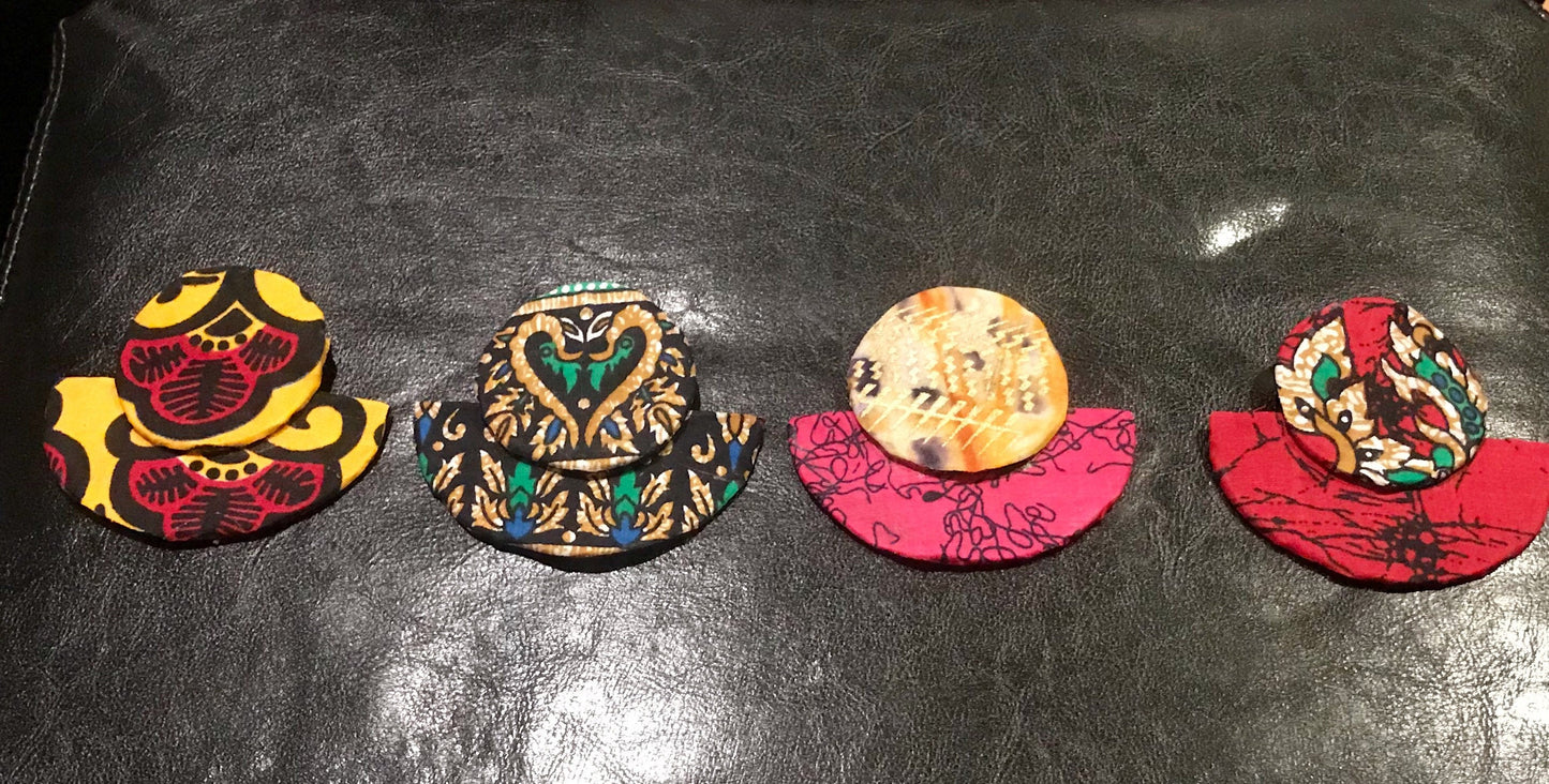 Stunning clip on Batik/Ankara/Adire Moonha earrings. 100% cotton, Clip on earrings