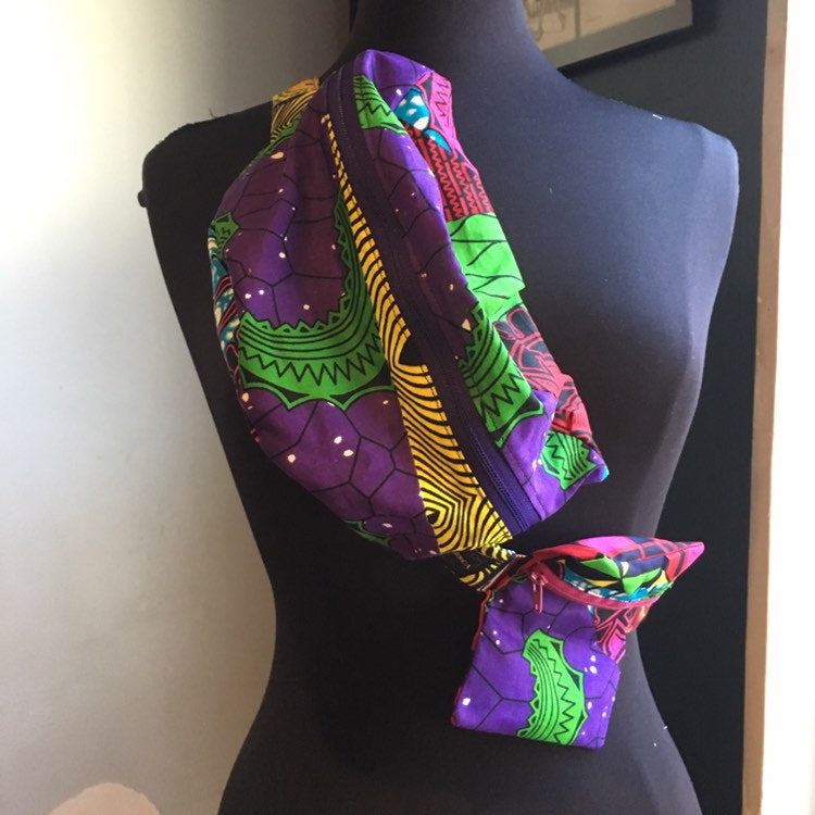 Lovely ’Oremeji’ Multi prints Ankara fanny pack, fanny pack, Ethnic fabrics, 100% cotton, Ankara fanny pack