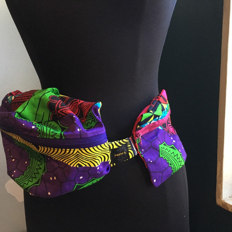Lovely ’Oremeji’ Multi prints Ankara fanny pack, fanny pack, Ethnic fabrics, 100% cotton, Ankara fanny pack