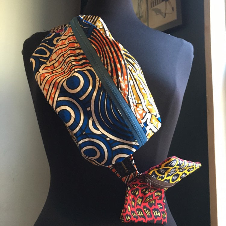 Lovely ’Oremeji’Multi prints Ankara fanny pack, fanny pack, Ethnic fabrics, 100% cotton, Ankara fanny pack