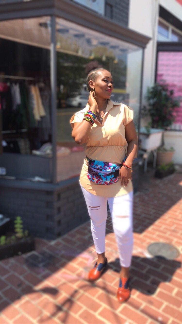 Lovely ’Oremeji’ Multi prints Ankara fanny pack, fanny pack, Ethnic fabrics, 100% cotton, Ankara fanny pack