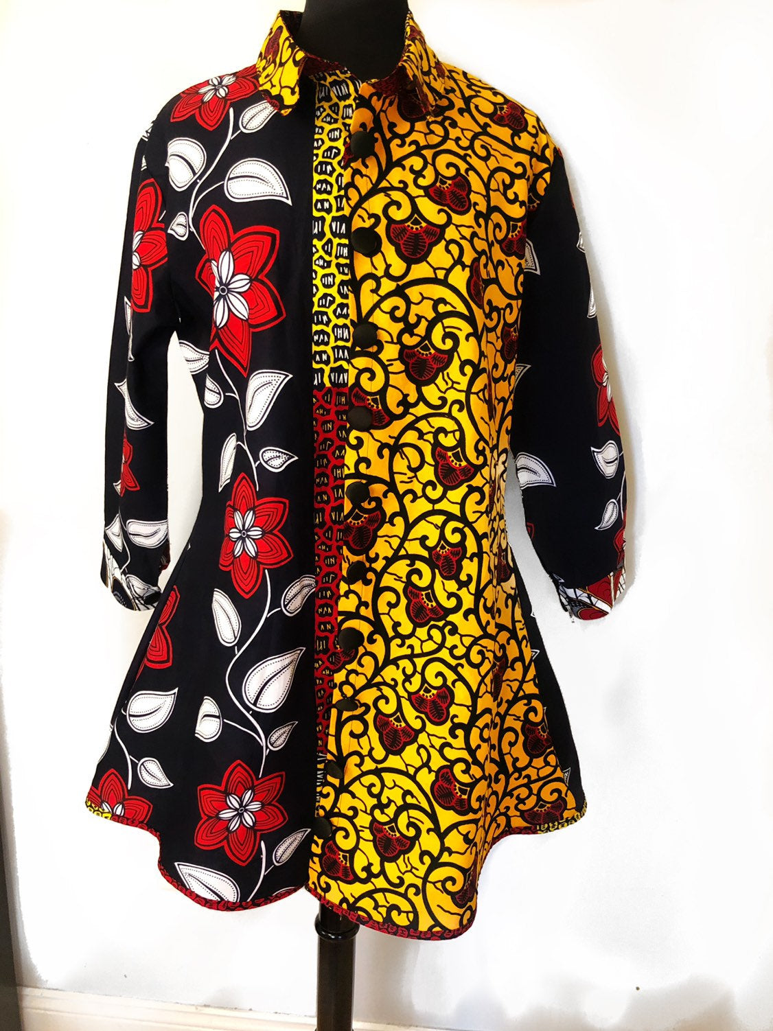 Michelle Shirtdress, patchwork print, Ankara print, Wax print
