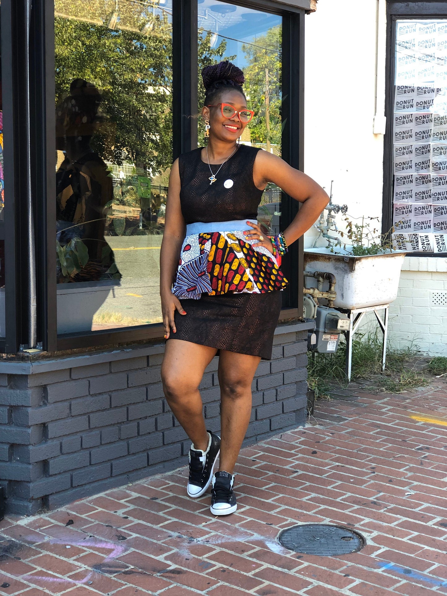 Sam Ankara/Batik patches peplum belt, 100% Cotton, Ankara print, Adire fabric