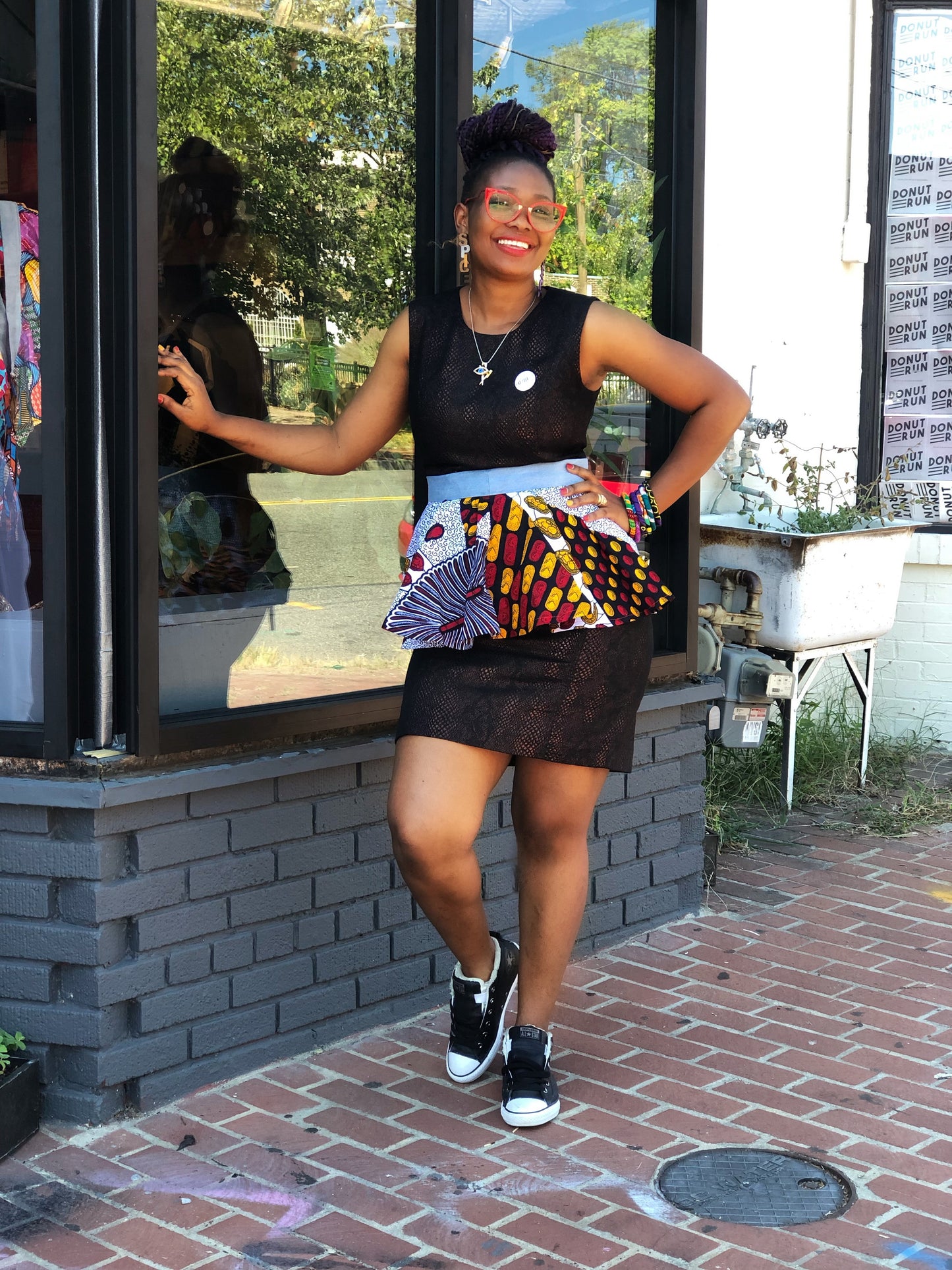 Sam Ankara/Batik patches peplum belt, 100% Cotton, Ankara print, Adire fabric