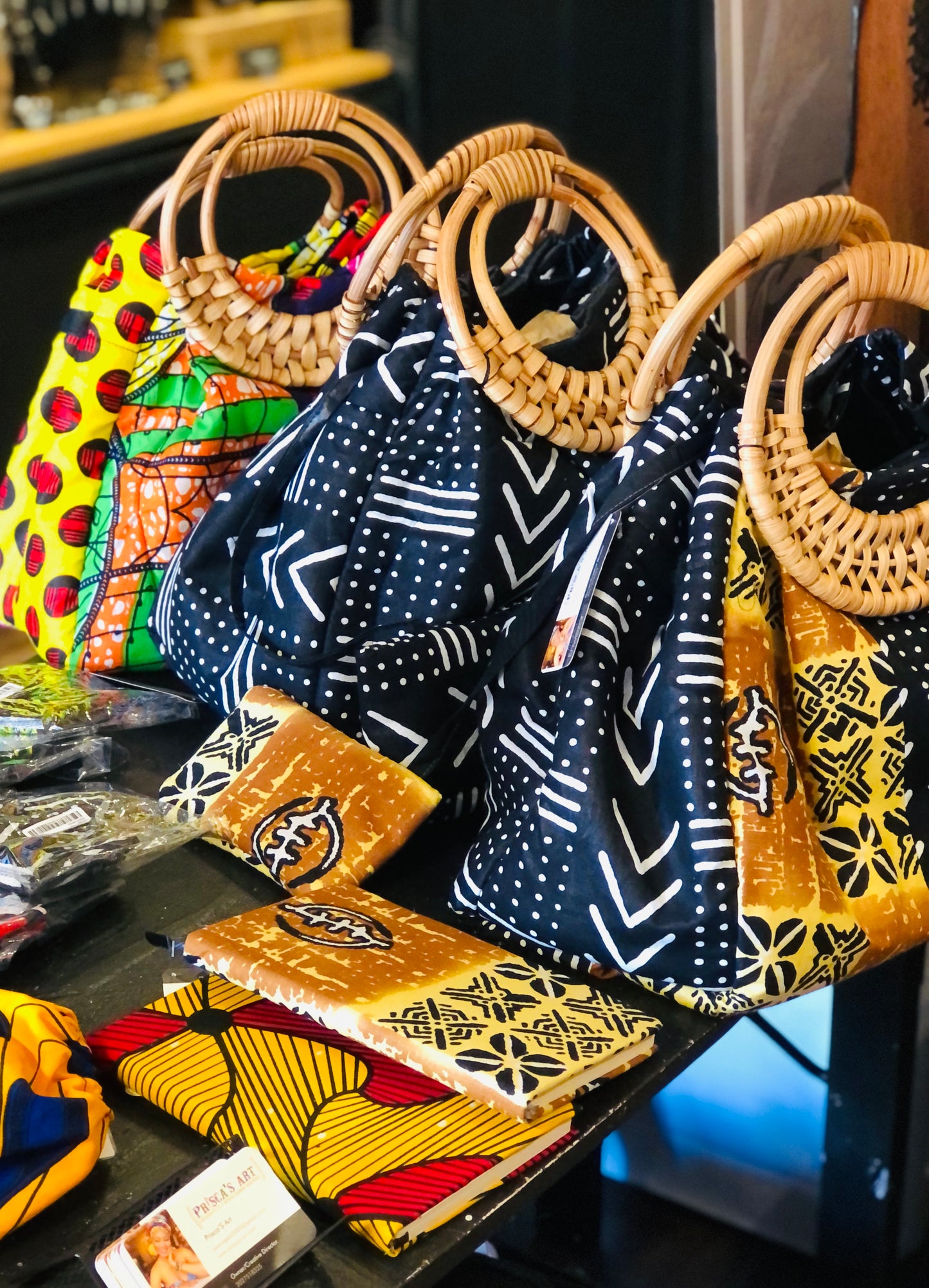 Boho rattan African bag