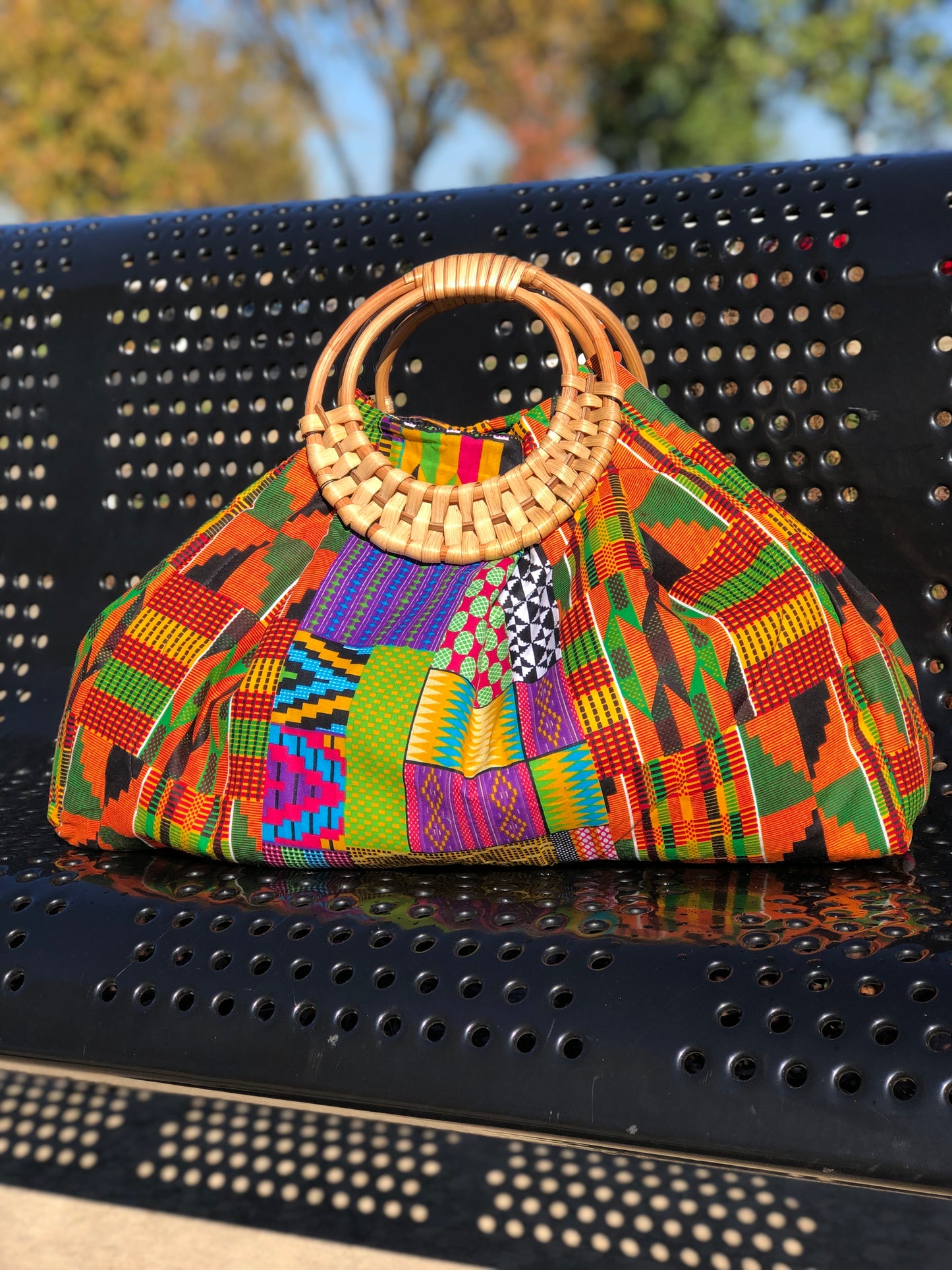 Boho rattan African bag