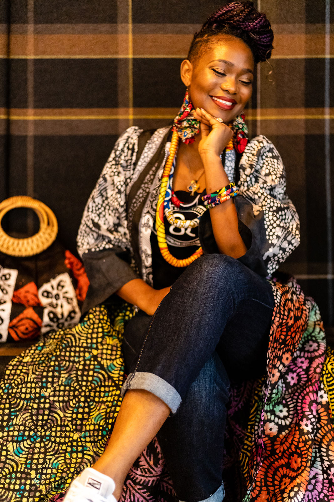 Boho rattan African bag