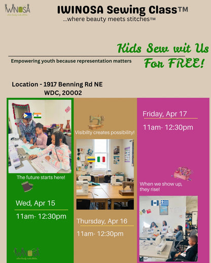 Iwinosa Kids Spring/Summer Sewing Classes