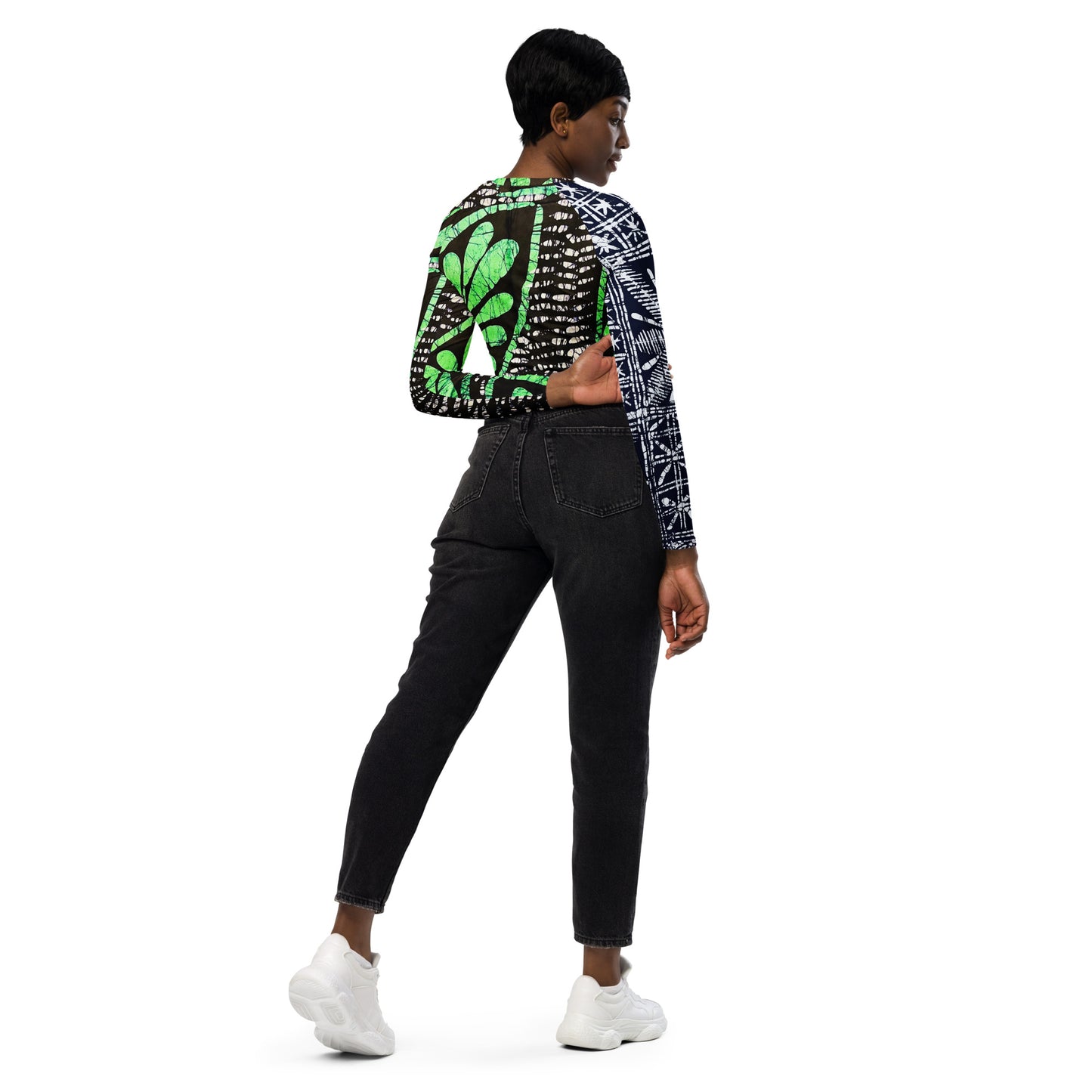 Adura Adire Recycled long-sleeve crop top