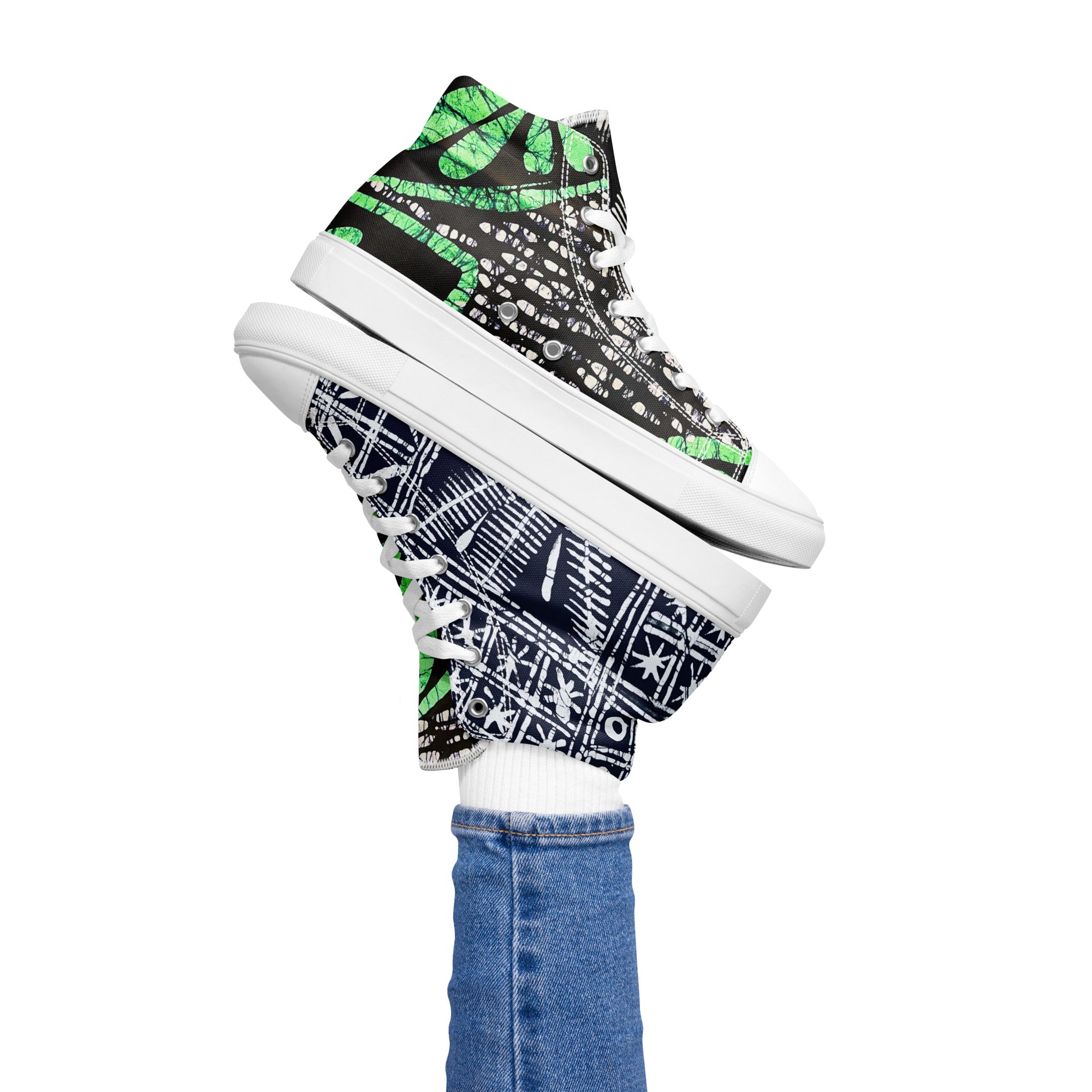 Adire Inspired Women’s high top canvas shoes
