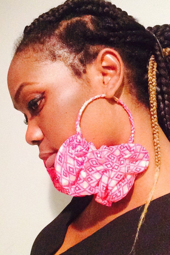Unique Gold pink Ankara Print jewelry sets- Necklace, bracelet & earrings