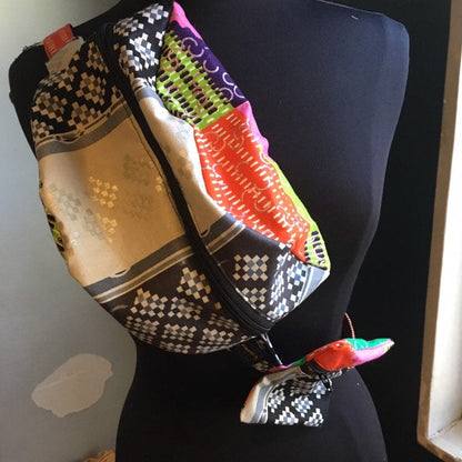 Woven ’Oremeji’ wooden Kente prints fanny pack, fanny pack, Ethnic fabrics, 100% cotton, Kente fanny pack