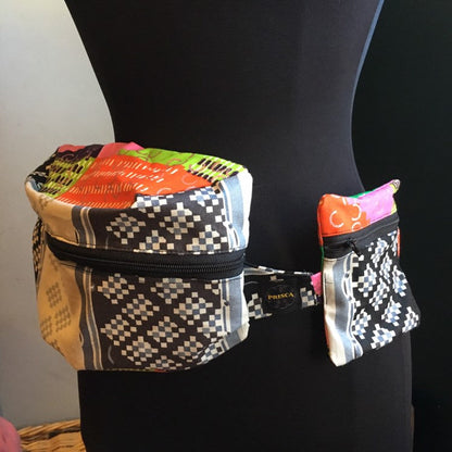Woven ’Oremeji’ wooden Kente prints fanny pack, fanny pack, Ethnic fabrics, 100% cotton, Kente fanny pack